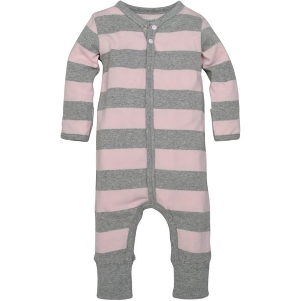 Burt's Bees Baby Organic Baby Girl Rugby Stripe Jumpsuit Coverall 3/6m